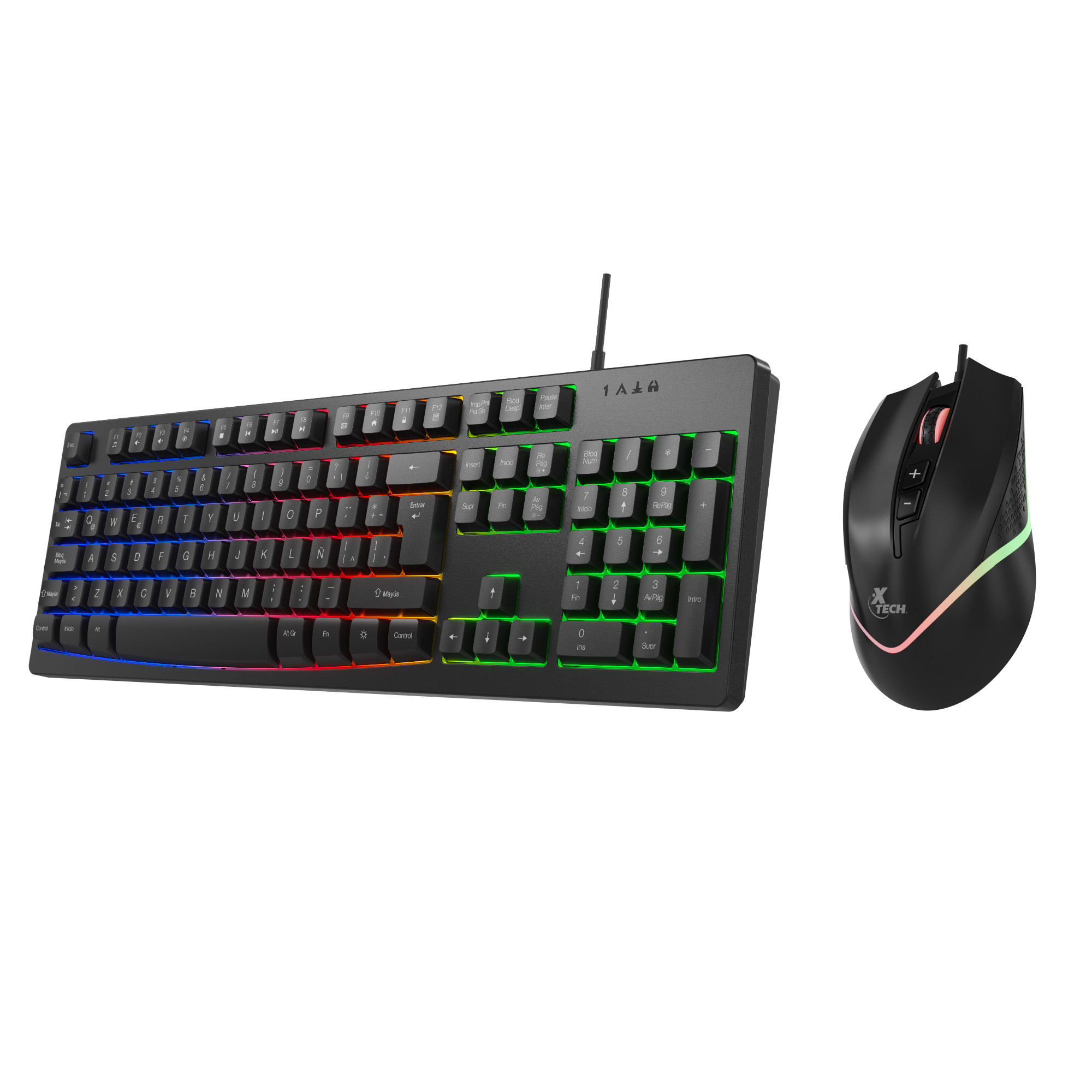 Xtech - Keyboard, mouse and mouse pad - Wired - Spanish - USB - Black - Gaming XTK-535S