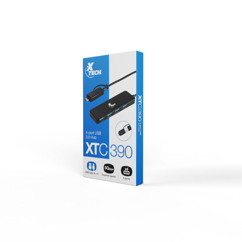 Xtech - Hub - 4 puertos - USB 3.0 XTC-390