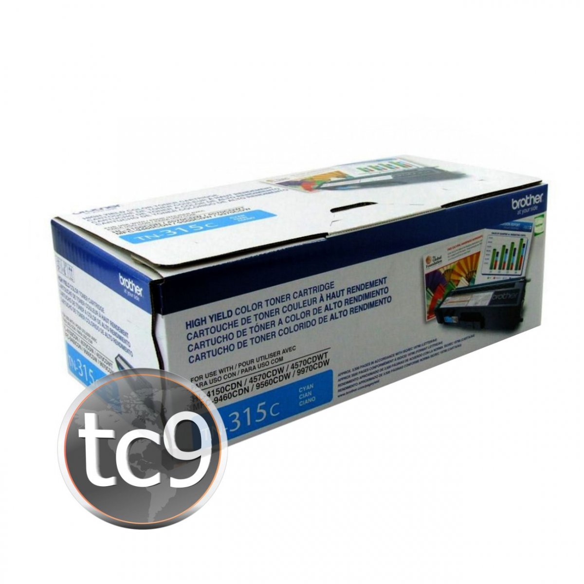Brother TN315C - Alto rendimiento - cián - original - cartucho de tóner - para Brother HL-4150CDN, HL-4570CDW, HL-4570CDWT, MFC-9460CDN, MFC-9560CDW, MFC-9970CDW