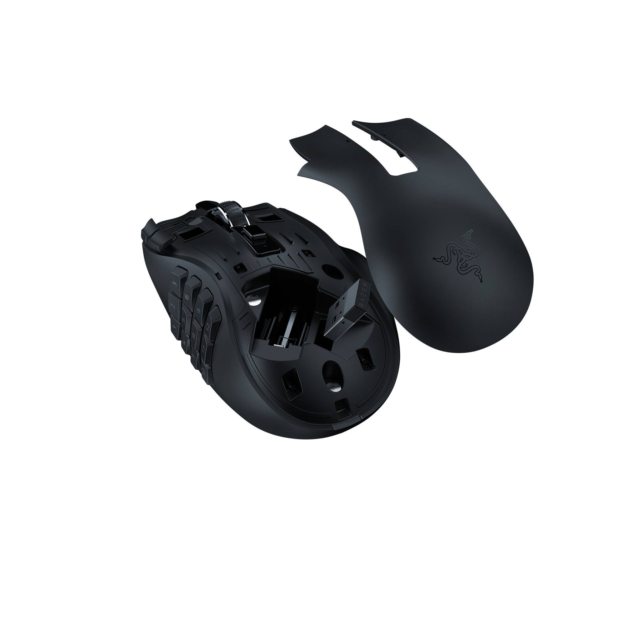 Razer Naga V2 HyperSpeed - Ratón - ergonómico - ratón gaming para MMO - diestro - óptico - 19 botones - inalámbrico - Bluetooth, 2.4 GHz - receptor inalámbrico USB