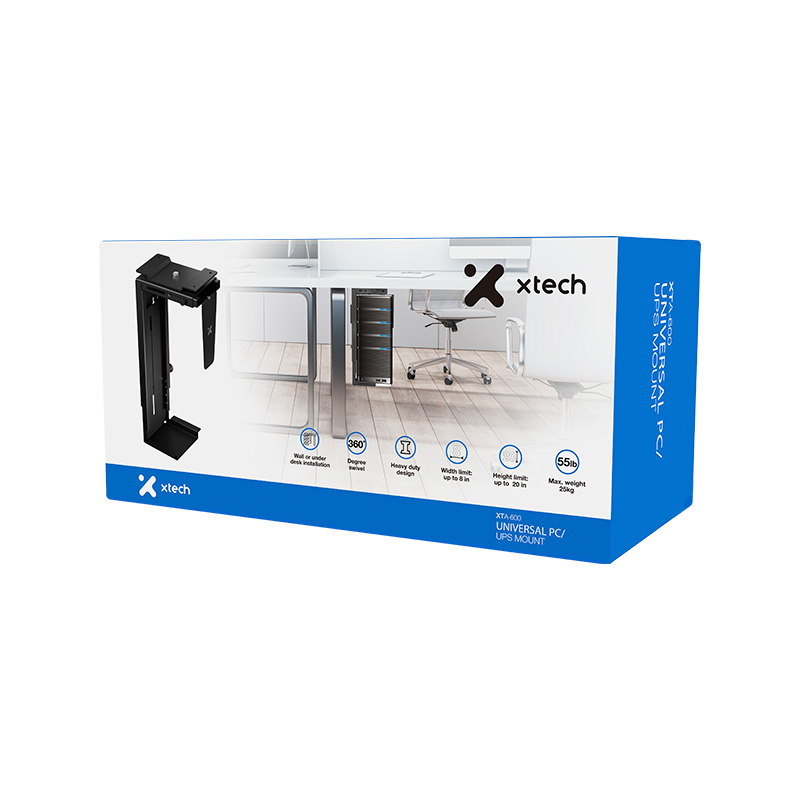 Xtech - PC/UPS mount - Black - for wall or under desk XTA-600