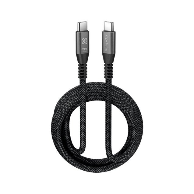 Klip Xtreme - USB cable - 24 pin USB-C - 3 m - Black - 100W 10Gbps Braided Fst Charg