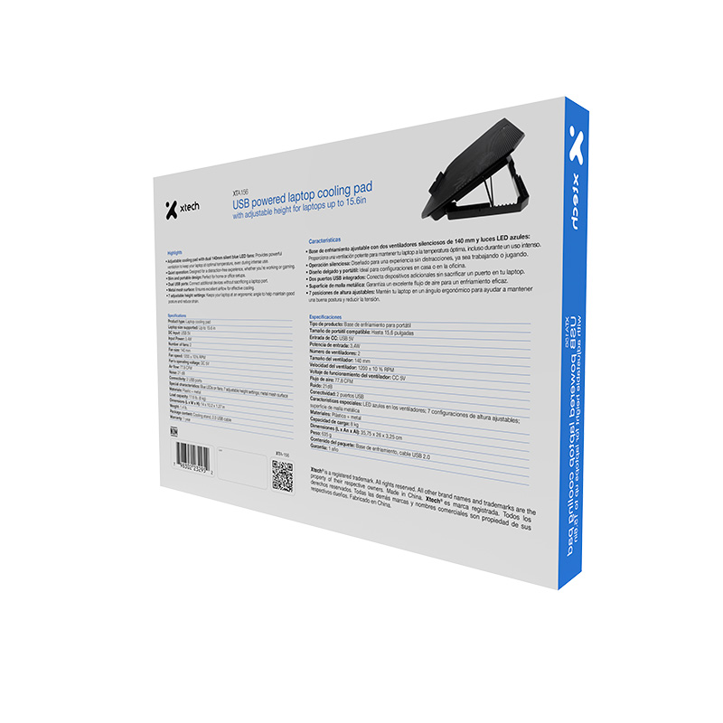 Xtech - Notebook stand - 15.6" black w blue LED XTA-156