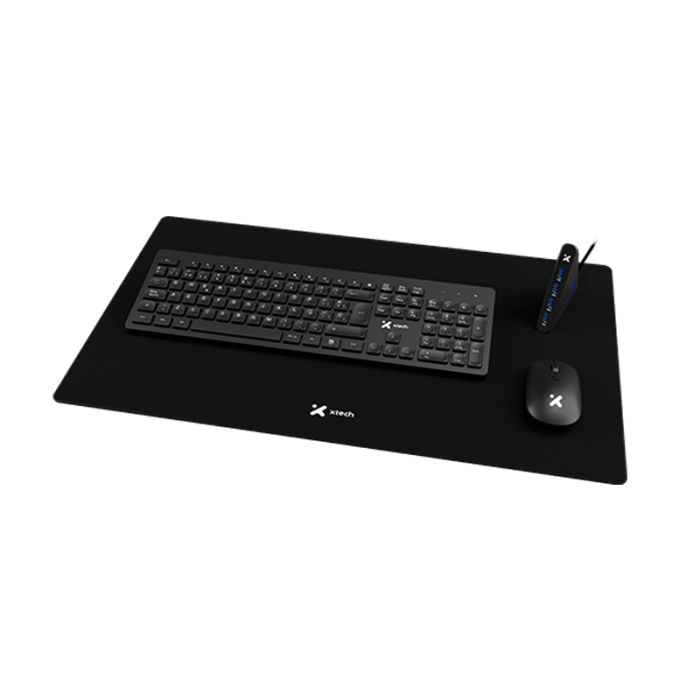 Xtech - MM Keyboard wls, mouse wls, mouse pad XL and USB 3.0 Hub Kit - Spanish - Wireless / Wired - 2.4 GHz / USB - Black - XTK-320S