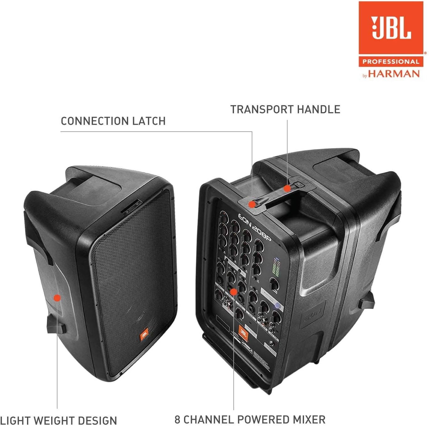 JBL Pro - EON208P Packaged 8" 2-Way PA with Powered 8-Channel Mixer and Bluetooth