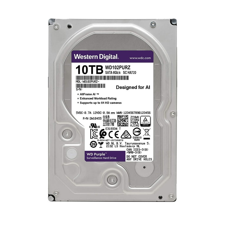 Western Digital WD Purple - Hard drive - Internal hard drive - 4 TB - 3.5" - 5400 rpm - SATA