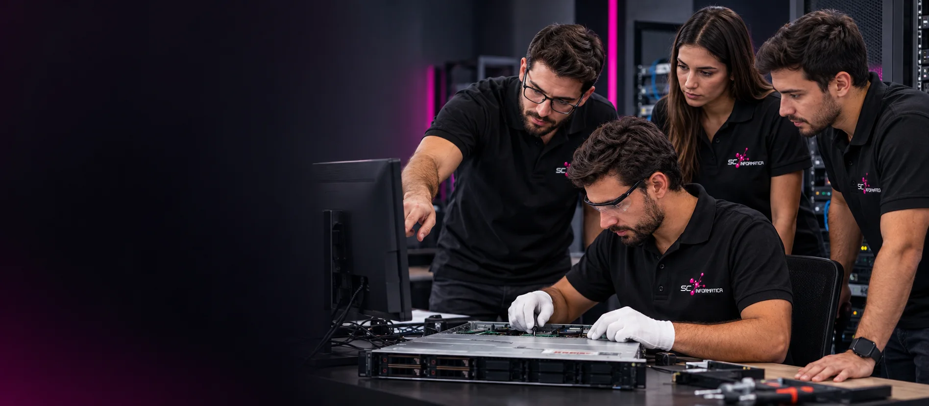 Equipo de SC Informática coordinando el trabajo técnico sobre infraestructura y equipos